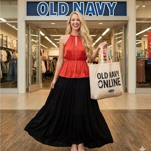 Old Navy Vibrant orange  Halter Blouse